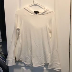 White hooded bell sleeve sweatshirt
